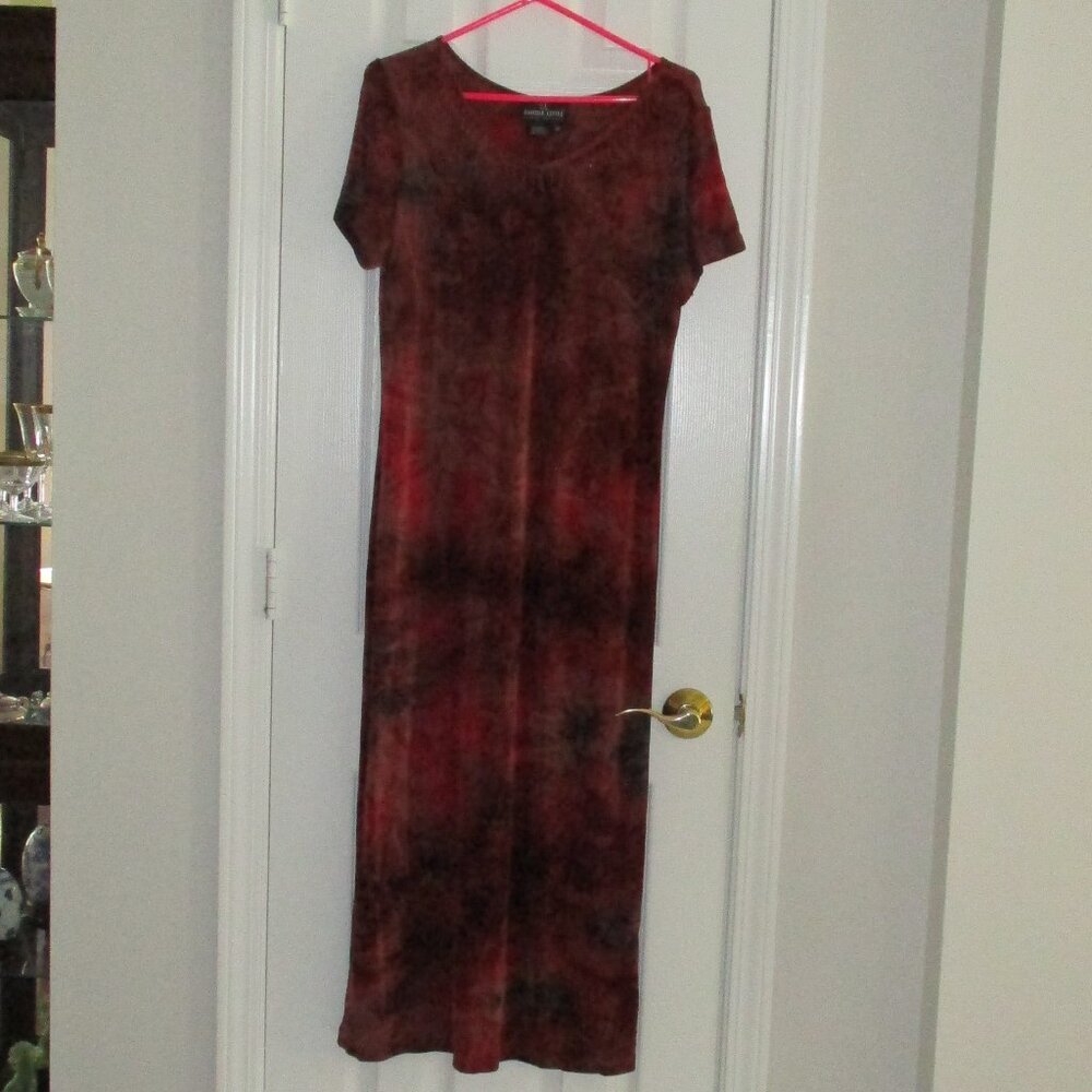 Carole Little Vintage Red Stretch Maxi Dress with Beaded Neckline